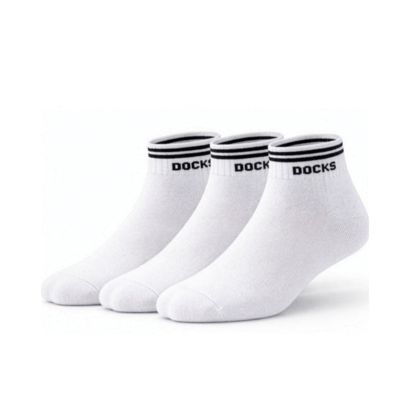 3er Pack DOCKS Sneaker Socken Baumwolle Atmungsaktive Damen & Herren weiß 35-38 – Geschenk Set | Büro Geschenk