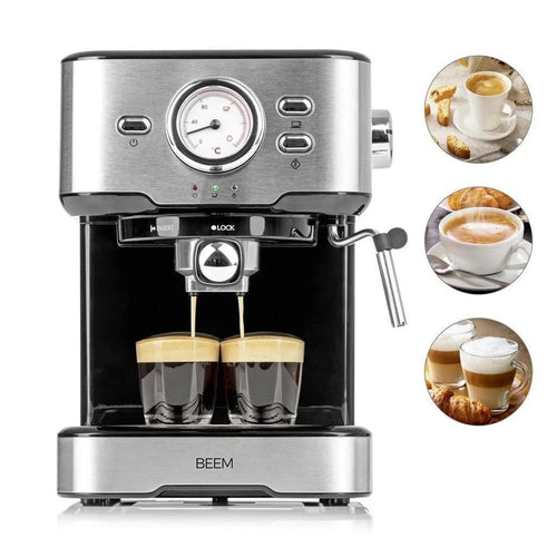 BEEM ESPRESSO-SELECT Edelstahl Siebträgermaschine | Espressomaschine Siebträger – Geschenk Klassiker | Büro Extra