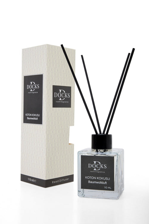 DOCKS Raumduft Diffuser mit Stäbchen – Verschiedene Düfte zur Wahl, 110ml Baumwolle – Büro Komfort | Geschenk Option