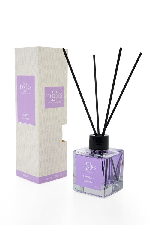 DOCKS Raumduft Diffuser mit Stäbchen – Verschiedene Düfte zur Wahl, 110ml Lavendel – Büro Idee | Büro Gadget