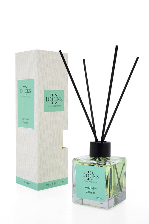 DOCKS Raumduft Diffuser mit Stäbchen – Verschiedene Düfte zur Wahl, 110ml Jasmin – Geschenk Klassiker | Alltag Produkt