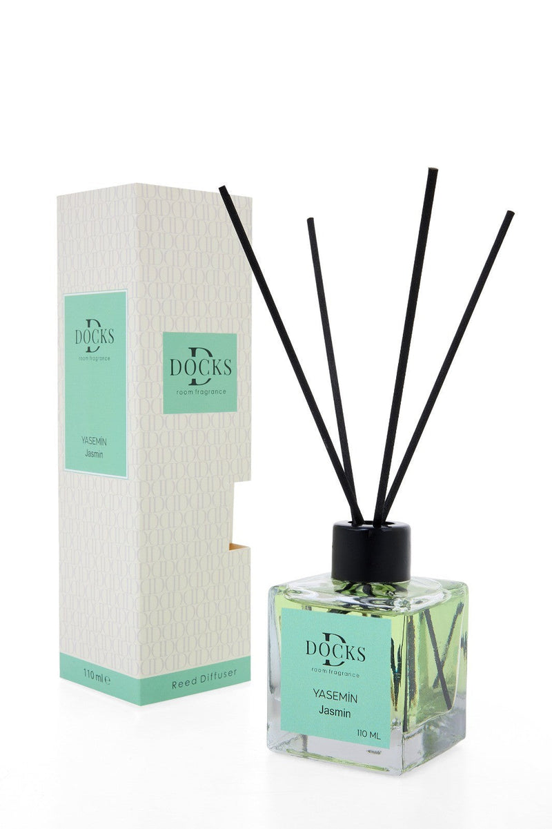 DOCKS Raumduft Diffuser mit Stäbchen – Verschiedene Düfte zur Wahl, 110ml Jasmin – Geschenk Klassiker | Alltag Produkt