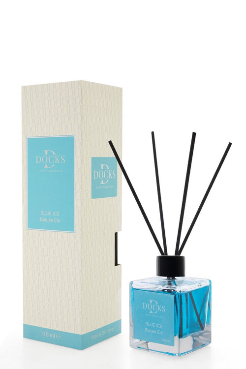 DOCKS Raumduft Diffuser mit Stäbchen – Verschiedene Düfte zur Wahl, 110ml Blaues Eis – Geschenk Klassiker | Büro Stil