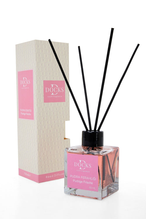 DOCKS Raumduft Diffuser mit Stäbchen – Verschiedene Düfte zur Wahl, 110ml Babypuder – Büro Extra | Geschenk Design