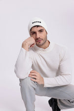 Mütze Beanie Wintermütze Strickmütze Sportmütze Warme Mütze Unisex weiss – Büro Idee | Büro Alltag