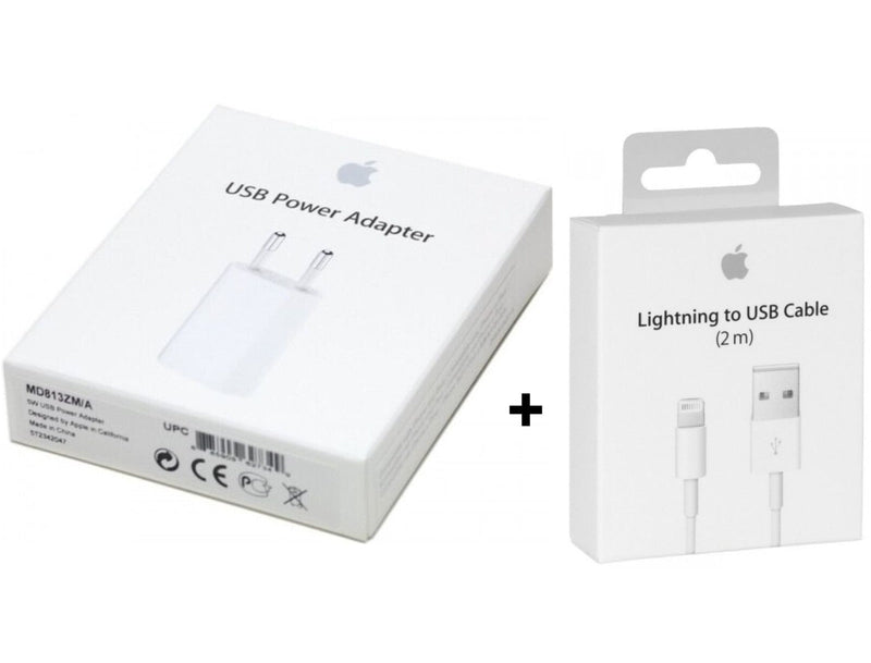 Original Apple USB Lightning 2m Ladekabel + Ladegerät für iPhone 6 7 8 10 X Plus – Geschenk Style | Mini Geschenk
