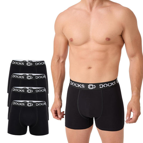 Bequeme Herren Boxershorts Schwarz Baumwolle Männer Unterhose Boxer 4 Stk M-4XL – Geschenk Klassiker | Büro Trend