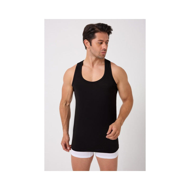 4er Pack Herren Achselhemd Unterhemd Tanktop 100% Baumwolle Weiß & Schwarz – Geschenk Klassiker | Geschenk Moment