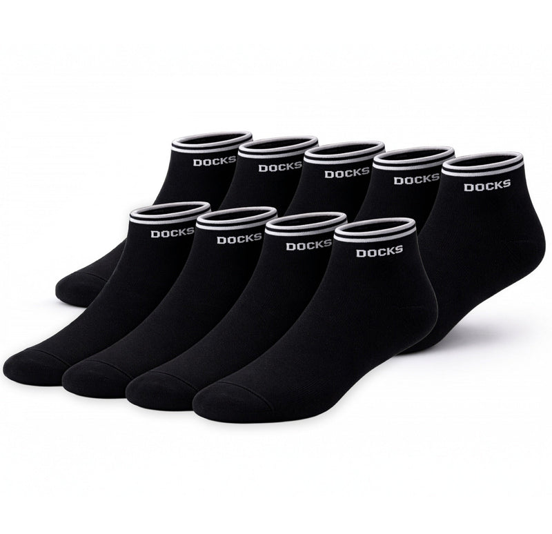 9er Pack DOCKS Sneaker Socken Baumwolle Atmungsaktive Damen&Herren schwarz 39-42 – Büro Komfort | Geschenk Moment