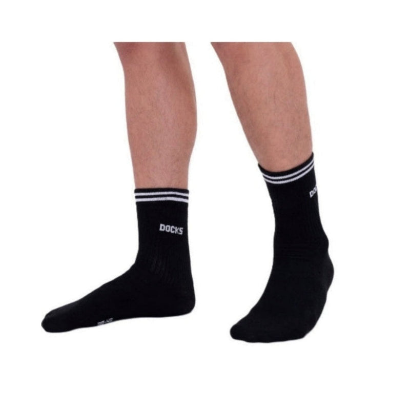 12 Paar DOCKS Socken Komfortbund Sport Tennis Socken Damen Herren schwarz 35-38 – Büro Komfort | Geschenk Qualität