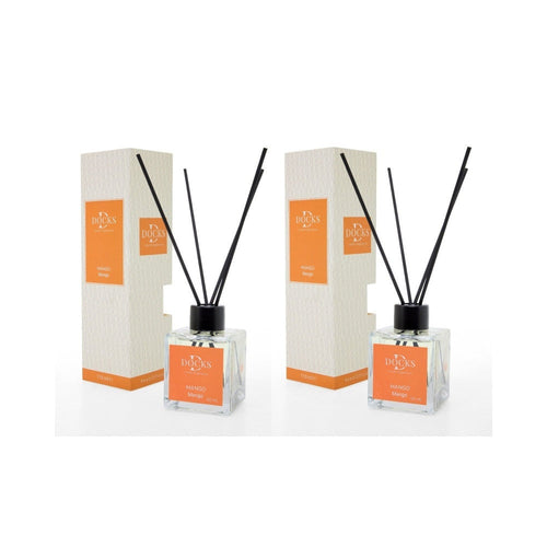 2er Set DOCKS Raumduft Set 110ml Diffuser mit Duftstäbchen – Lufterfrischer Duft Mango – Geschenk Qualität | Büro Stil