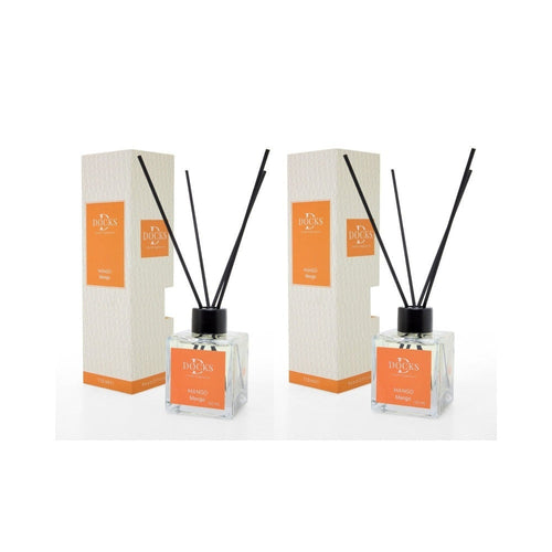 2er Set DOCKS Raumduft Set 110ml Diffuser mit Duftstäbchen – Lufterfrischer Duft Mango – Geschenk Qualität | Büro Stil