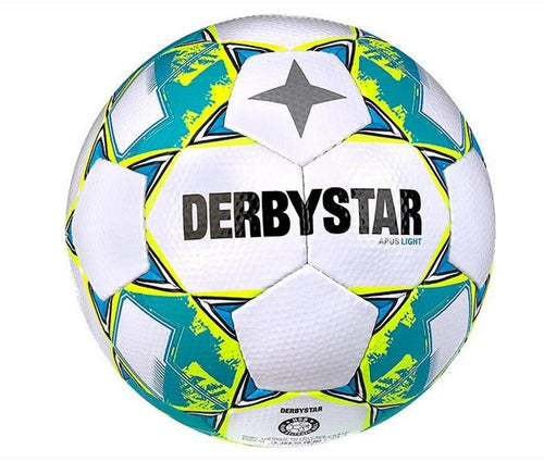 Origininal DERBYSTAR Fußball FB-APLUS LIGHT V24 Ball weiss gelb blau Grösse 4 – Geschenk Set | Geschenk Inspiration