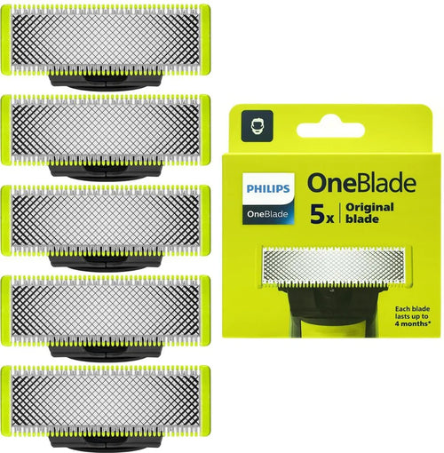 Philips OneBlade Original Klingen - 5x Original-Ersatzklingen, Trimmen und Rasieren im Gesicht und am Körper, QP250/50 – Büro Lifestyle | Geschenk Design