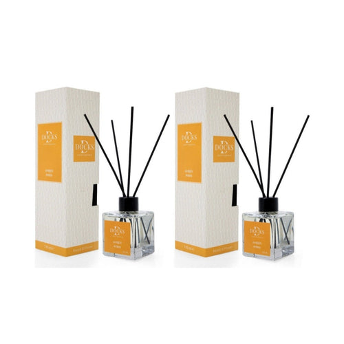 2er Set DOCKS Raumduft Set 110ml Diffuser mit Duftstäbchen – Lufterfrischer Duft Amber – Büro Trend | Geschenk Set