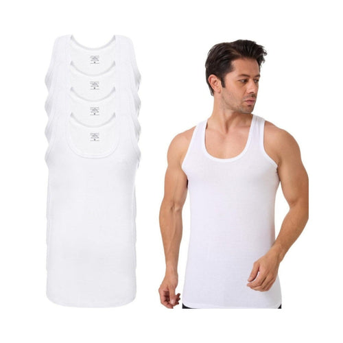 4er Pack Herren Unterhemd Achselhemd Tanktop 100% Baumwolle Weiß – Alltag Inspiration | Geschenk Qualität