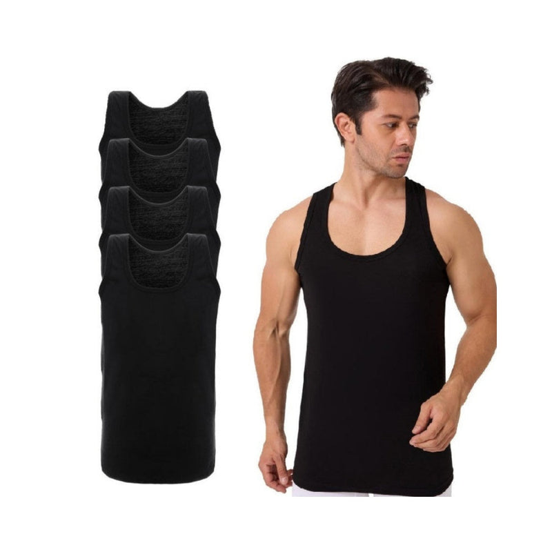 4er Pack Herren Achselhemd Unterhemd Tanktop 100% Baumwolle Weiß & Schwarz L Schwarz – Büro Lifestyle | Alltag Produkt