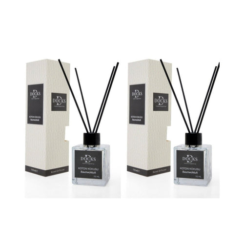 2er Set DOCKS Raumduft Set 110ml Diffuser mit Duftstäbchen – Lufterfrischer Duft Baumwolle – Geschenk Design | Büro Spaß