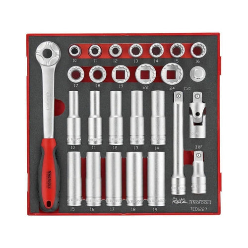 Teng Tools 27 Teile Metrisch 1/2 leerer Verschluss Oberteilen/Top-Schlüssel-Sets – Büro Tool | Geschenk Favorit