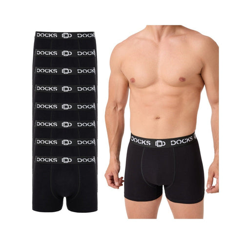 8 x ORIGINAL DOCKS Baumwolle Boxershorts Herren Unterhose Schwarz Männer Boxer – Geschenk Klassiker | Büro Upgrade