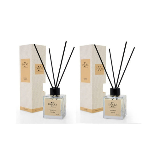 2er Set DOCKS Raumduft Set 110ml Diffuser mit Duftstäbchen – Lufterfrischer Duft Vanille – Alltag Lösung | Büro Accessoire