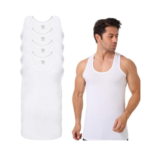 4er Pack Herren Achselhemd Unterhemd Tanktop 100% Baumwolle Weiß & Schwarz XXL Weiß – Büro Gadget | Geschenk Qualität